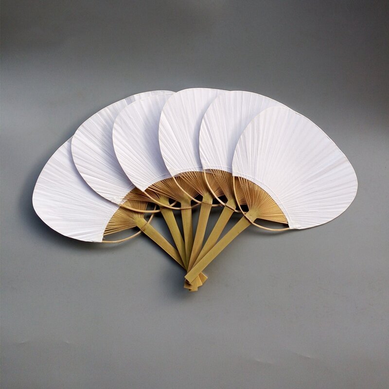 Hot 24Pcs/Lot Pai pai bambu painting blank group fan Wedding White Paddle Fan For Wedding Decoration Drop shipping