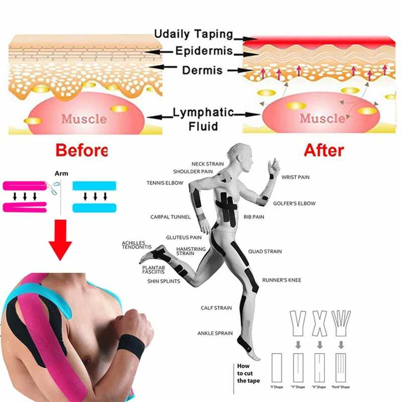Ein Stück Kinesiologie Tape Muscle Bandage Sport Baumwolle Elastische Klebstoff Belastung Verletzungen Band Knie Muscle Pain Relief