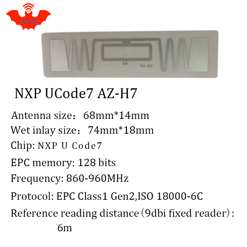 RFID Stiker UHF NXP Ucode7 Chip AZ-H7 Inlay 900 915 868 MHz 860-960 MHz Higgs3 EPCC1G2 6C Smart kartu Pasif RFID Tag Label