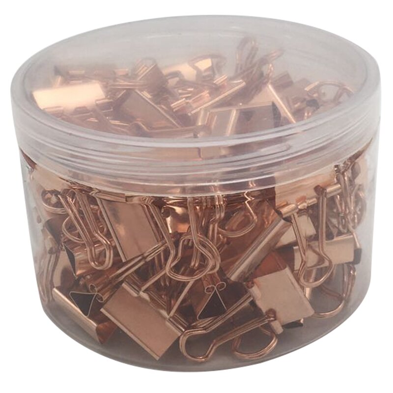 100Pcs 19mm Rose Gold Clamp Paper Binder Clips Bookmark Clips Memo Clip Student School Office Supplies