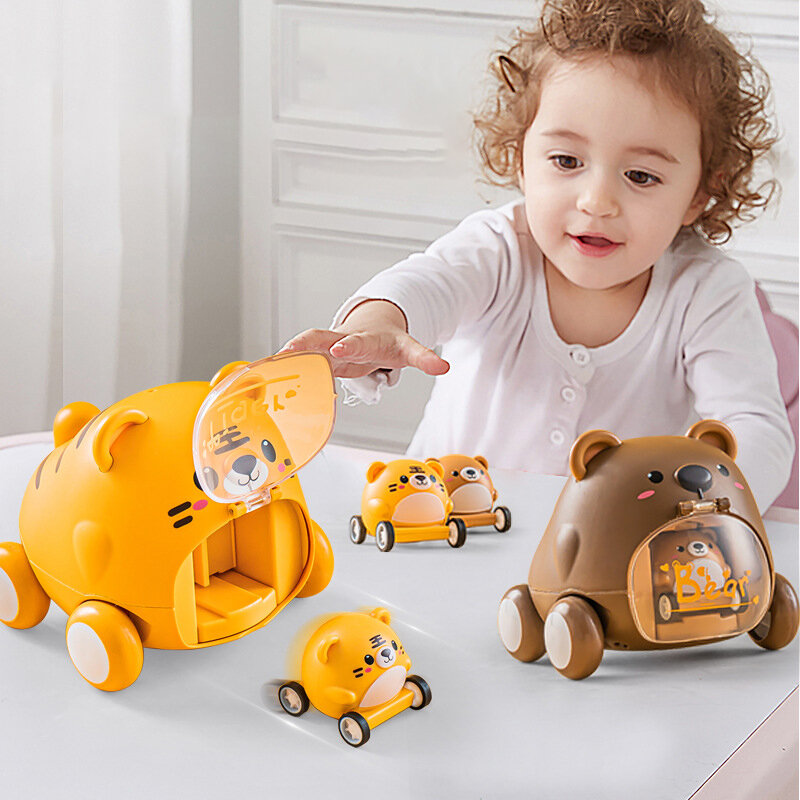 子供のためのモンテッソーリ車のおもちゃ,1歳の赤ちゃんのおもちゃ,漫画の車,柔らかいインタラクティブなおもちゃ,誕生日プレゼント