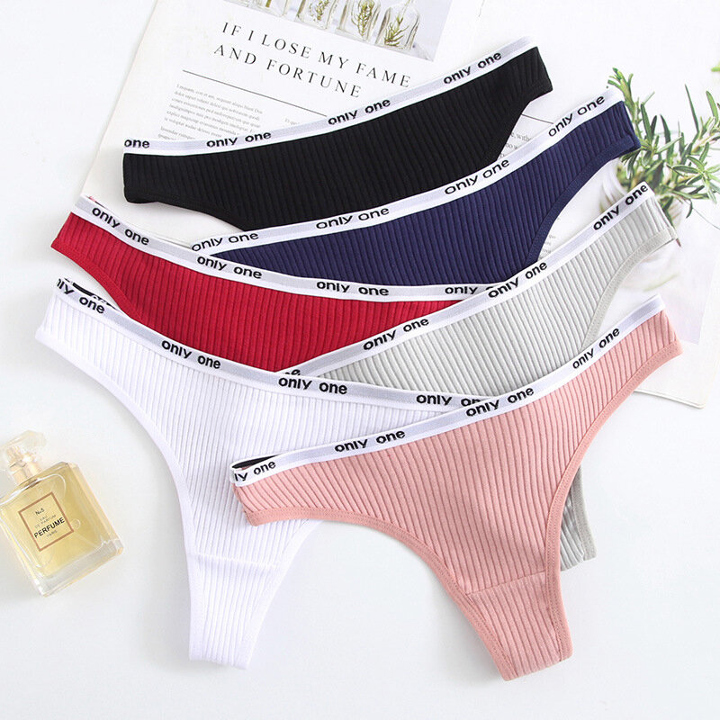 6pcs Cotton Thongs For Women Sport Female Panties High Quality Solid Striped G-string Underwear For Young Ladies S-L BANNIROU