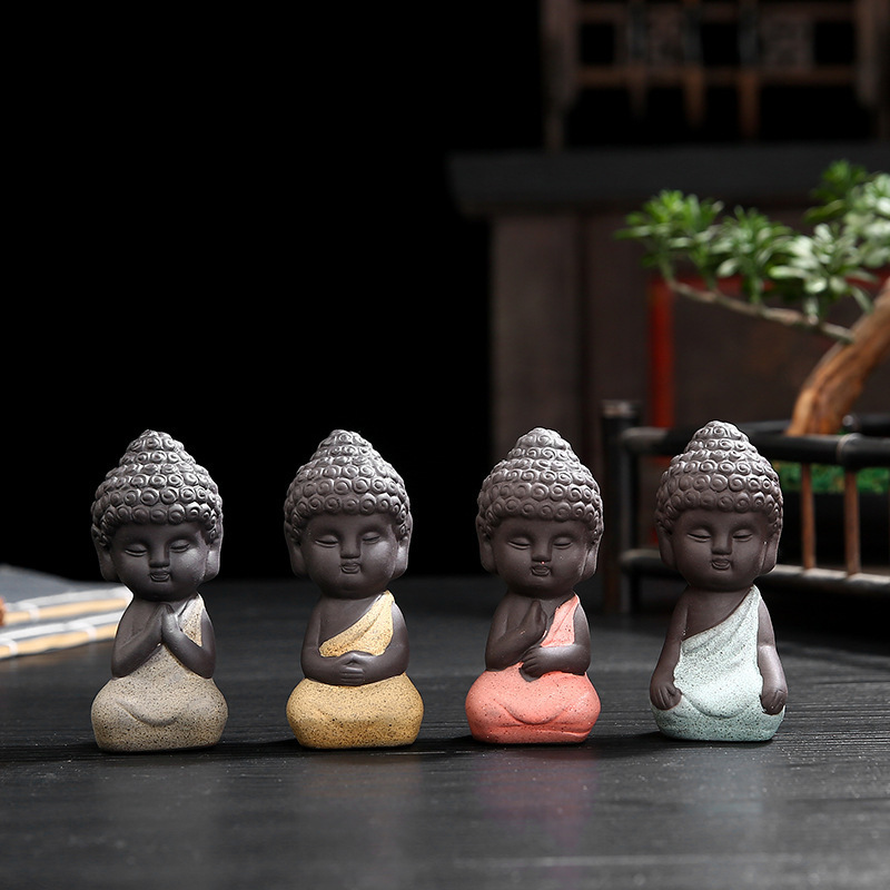 Маленькая статуя Будды, статуэтка монаха, татагата, индийский Йога, мандала, домашнее животное, фиолетовые керамические ремесла, декоративн...