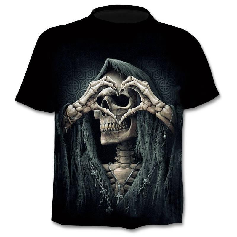 2020 Nieuwe Ontwerp T-shirt Mannen/Vrouwen Heavy Metal Grim Reaper Schedel 3d Bedrukte T-shirts Casual Harajuku Stijl Tshirt streetwear Tops