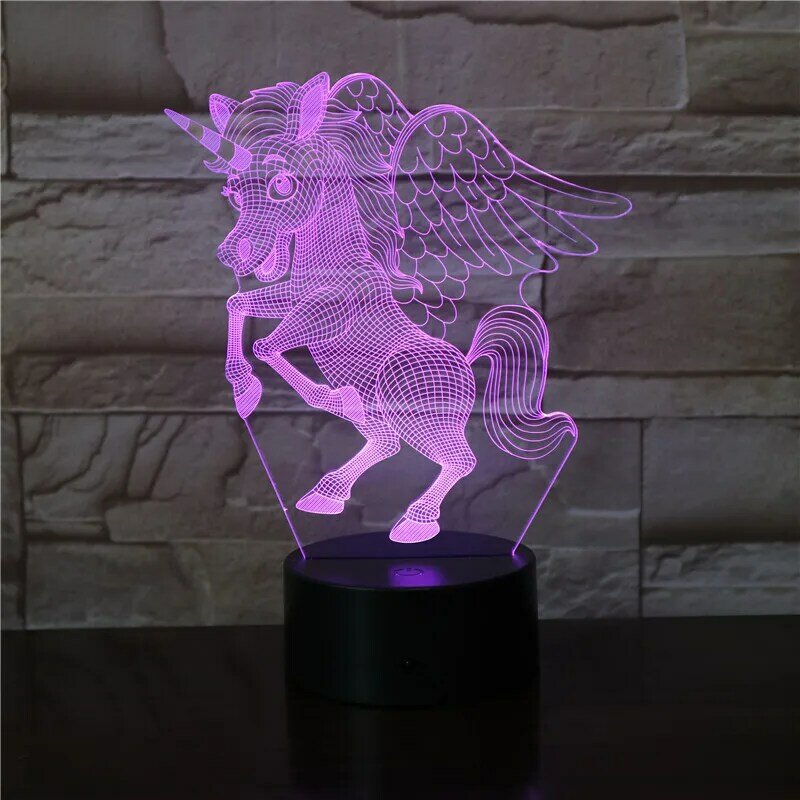 3D illusion lampki nocne jednorożec Model dotykowy LED lampy dekoracja do pokoju dziecięcego Rainbow horse Lights przyjaciele dzieci prezent urodzinowy 3441