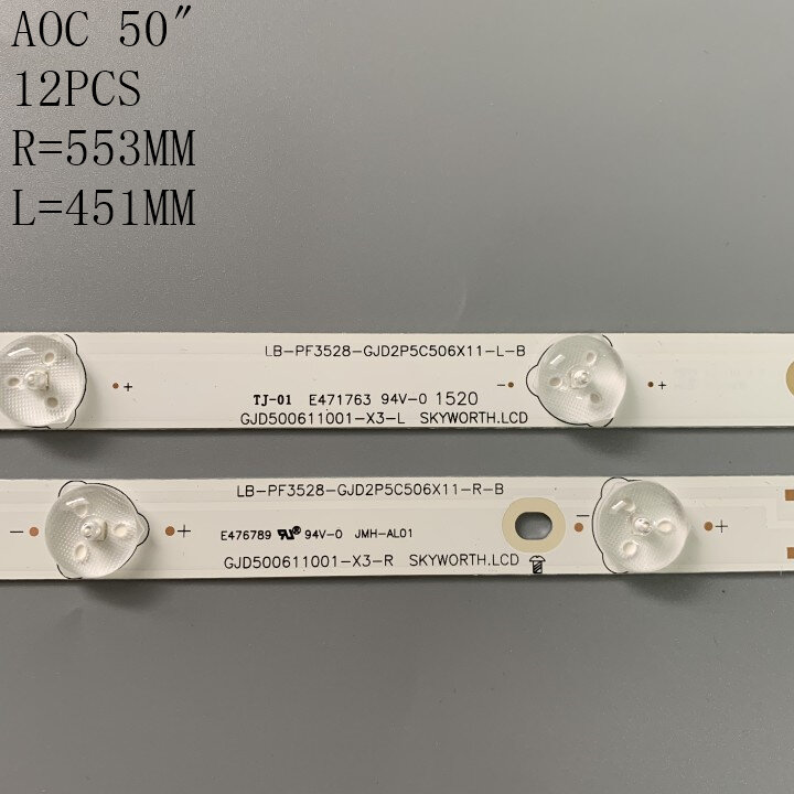 Bande de rétroéclairage LED 12 pièces/ensemble, pour LC-50LB370U, 500TT65, 500TT66, V1, LC-50LB261U, 500TT61, V0, 500TT62, 500TT63, nouveau