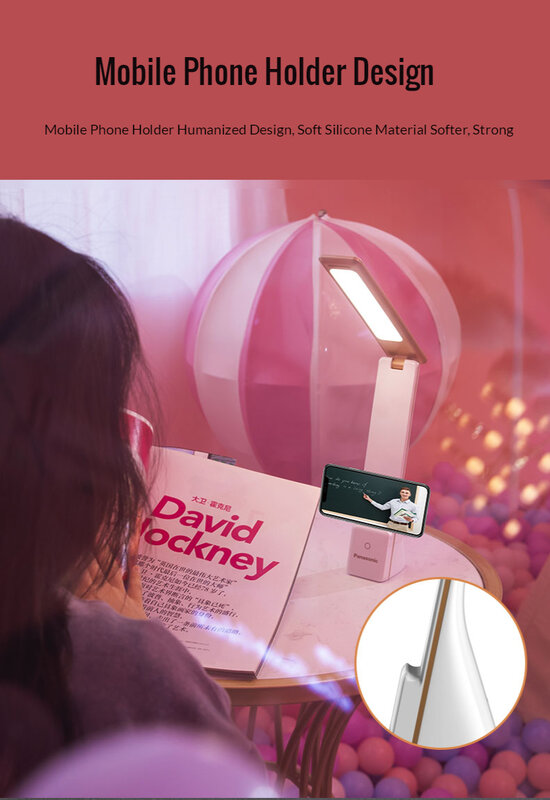 Panasonic LED Desk Light Touch Sensor Folding Table Lamp Portable USB Rechargeable Reading Light Night Bedside Light