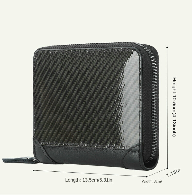 GENODERN Carbon Fiber Leather  Women Wallet with Card Holder Genuine Leather Men Wallet Coin Purse Cow Leather Passport Wallet