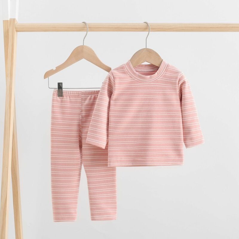 Set Pakaian Dalam Termal Anak-anak Baru 2021 Pakaian Dalam Musim Dingin Anak Laki-laki dan Perempuan Garis Tebal Lembut Set Pakaian Bayi Hangat, #6447