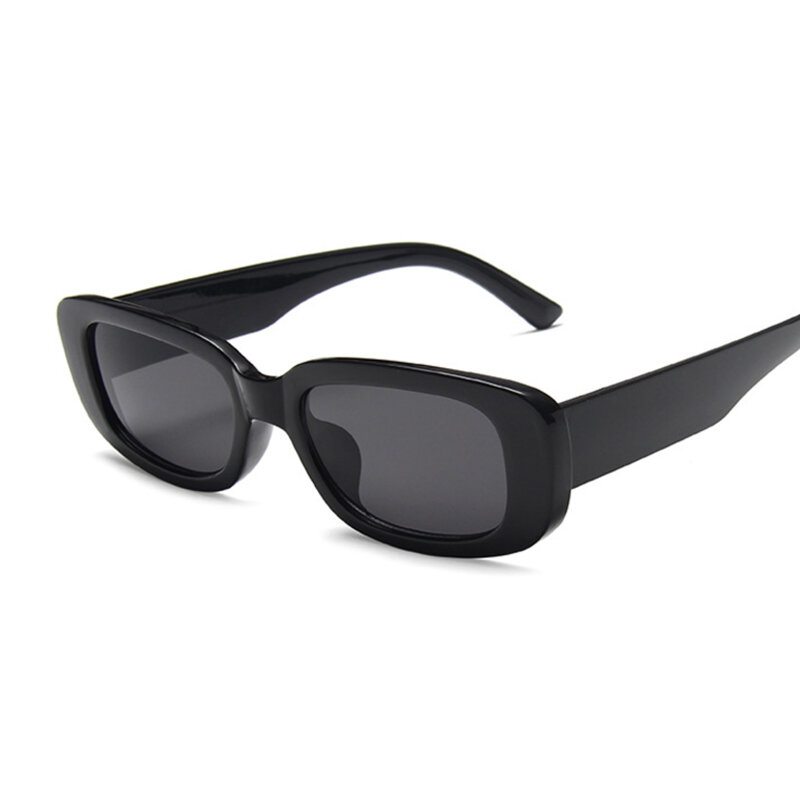 Vintage Zwarte Vierkante Zonnebril Vrouwen Luxe Merk Kleine Rechthoek