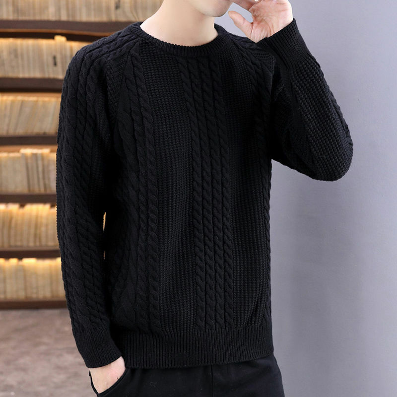 New style men's sweater knitted bottoming shirt with loose crew neck Pullover