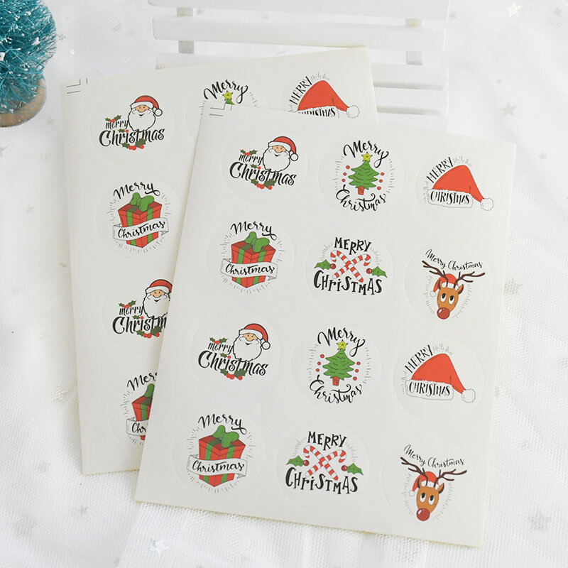 120Pcs Merry Christmas Stickers DIY Stationery Album Sticker Decorative Santa Deer Packaging Seals Labels