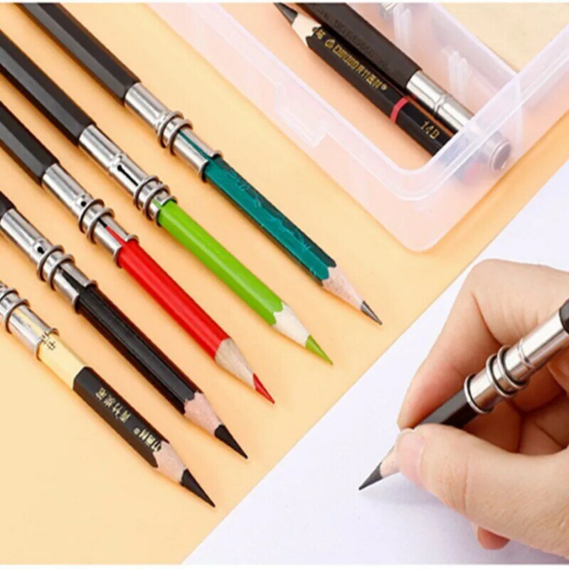 Extension de crayon à double tête en métal, 1/3/ 5/10 pièces, porte-stylo 13cm, boîte en acier inoxydable