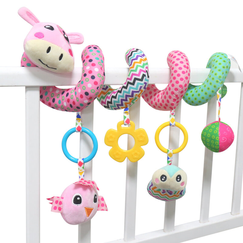 Mainan Tempat Tidur Bayi Lonceng Tempat Tidur Mainan Gantung Tempat Tidur Bayi Mainan Kerincingan Anak Sapi untuk Bayi Baru Lahir Mainan Kerincingan Hewan Kartun untuk Anak-anak