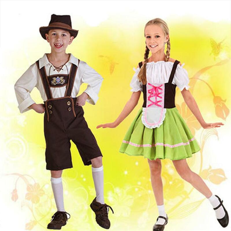 Children Girl Boy Fashion Oktoberfest Waiter Waitress Cosplay Costume Beer Festival Suit