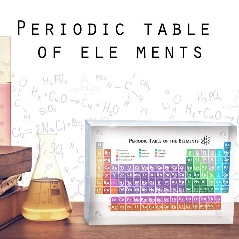 Акриловая Периодическая таблица с реальными элементами, подарок для учителей школы, дня рождения, акриловая Периодическая таблица