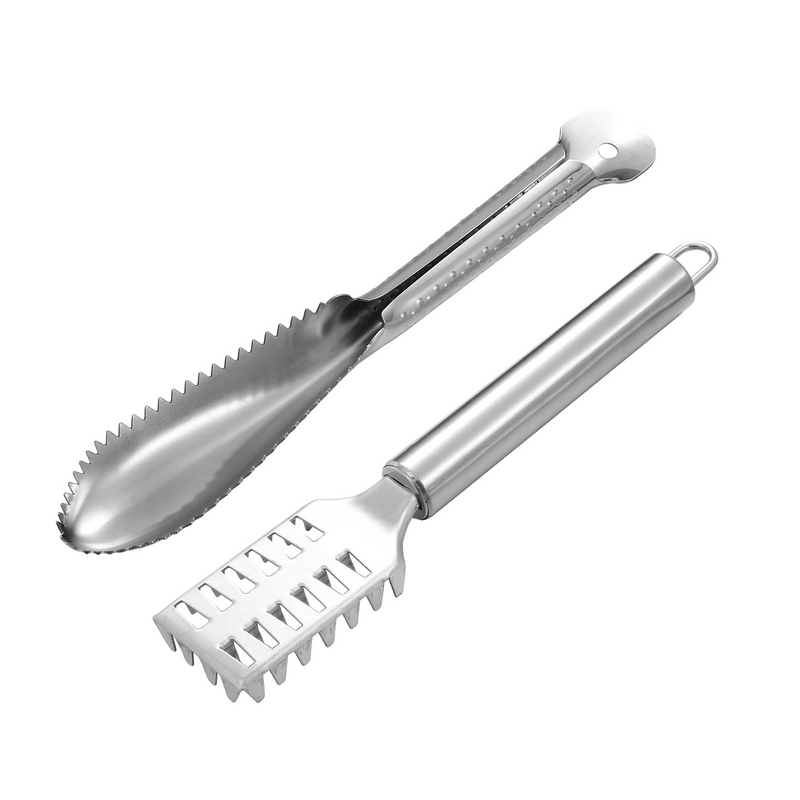 2Pcs Fish Scaler Stainless Steel Fish Scraper Household Fish Scale Remover