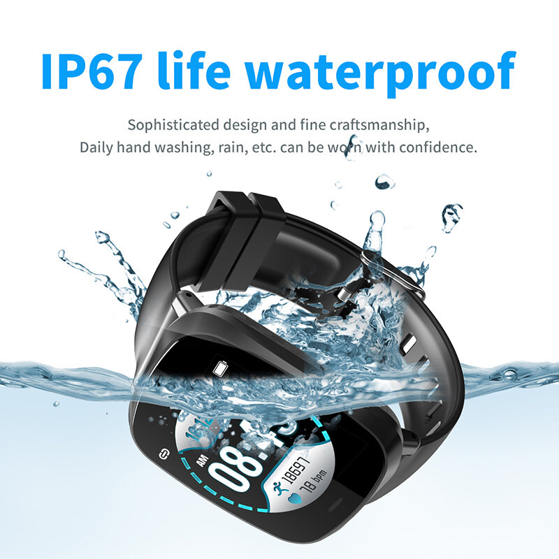 Reloj inteligente para hombre y mujer, pulsera con Monitor de ritmo cardíaco, presión arterial, resistente al agua, podómetro, Bluetooth