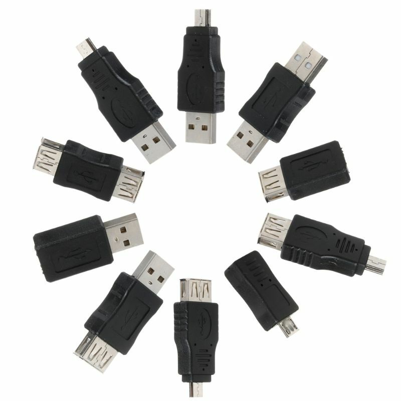 Mini adaptador de cambiador OTG de 5 pines F/M, convertidor USB macho a hembra, 10 piezas, envío directo