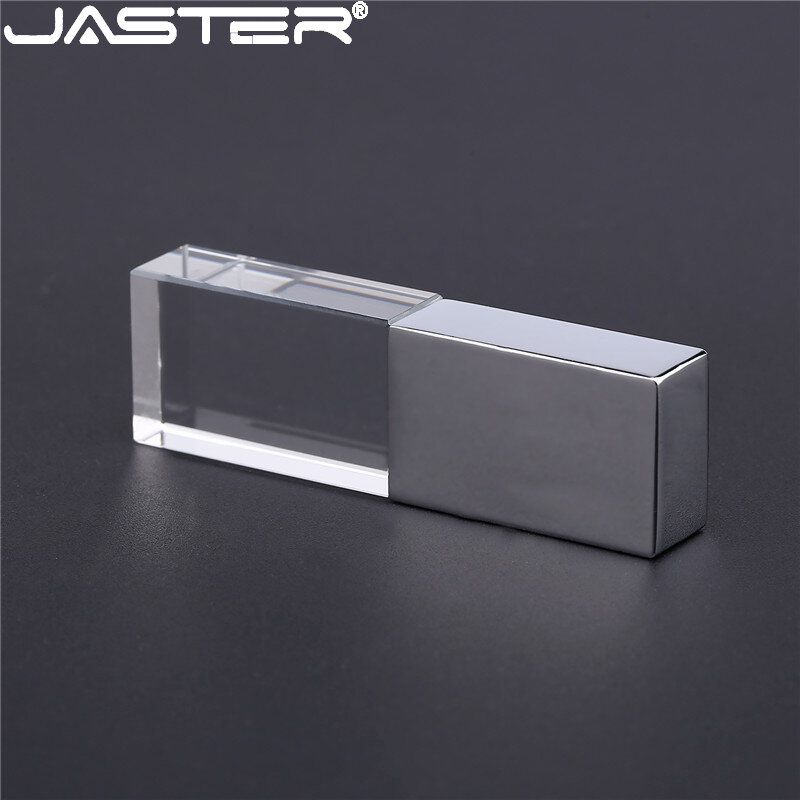 JASTER รูปสี่เหลี่ยมผืนผ้าคริสตัล USB Flash Drive 16GB 32GB 64GB USB 2.0สีฟ้าสีเขียวสีแดงสีสร้างสรรค์ (มากกว่า10PCS ฟรีโล...