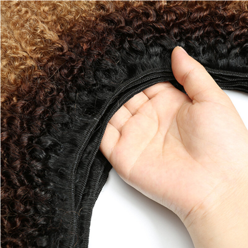 Extensão de cabelo humano cacheado afro, extensão colorida ombré 1b/4/27 cabelo remy indiano