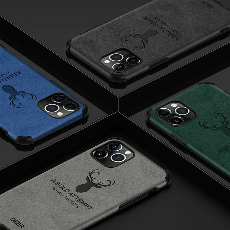 Étui En Cuir de luxe Pour Iphone 6 7 8 Plus Housse En Silicone Souple Iphone X XS Xr 11 Pro Max Cerf Logo Anti Chute Coque