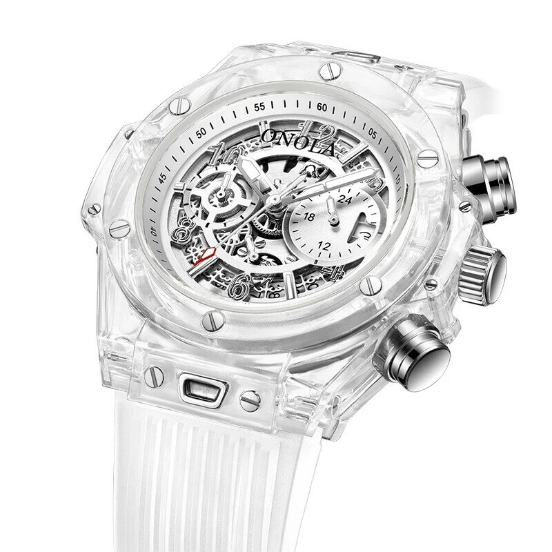 ONOLA marca trasparente moda casual orologio uomo 2021 cronografo plastica quarzo donna origine orologio da polso uomo Relogio masculino