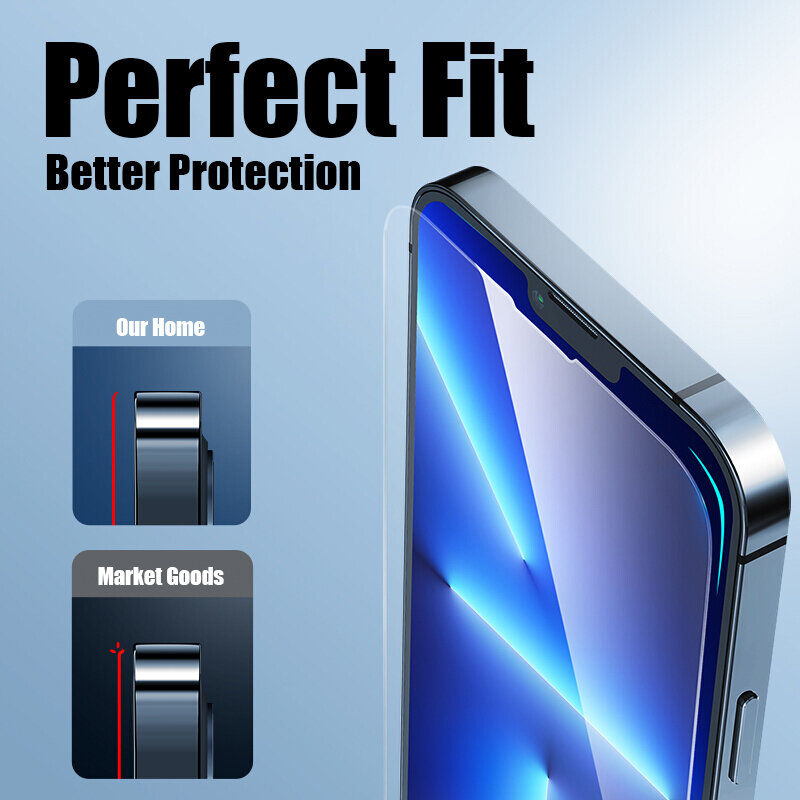 4Pcs ป้องกันสำหรับ iPhone 13 11 12 Pro Max Mini สำหรับ iPhone X S XR XS max 7 8 4 5 6 S Plus กระจกนิรภัย