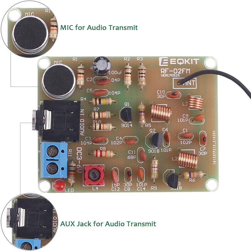 Kit elettronico fai da te modulo ricevitore trasmettitore Radio FM 88-108MHz Stereo ricezione progetto di saldatura pratica saldatura dei componenti
