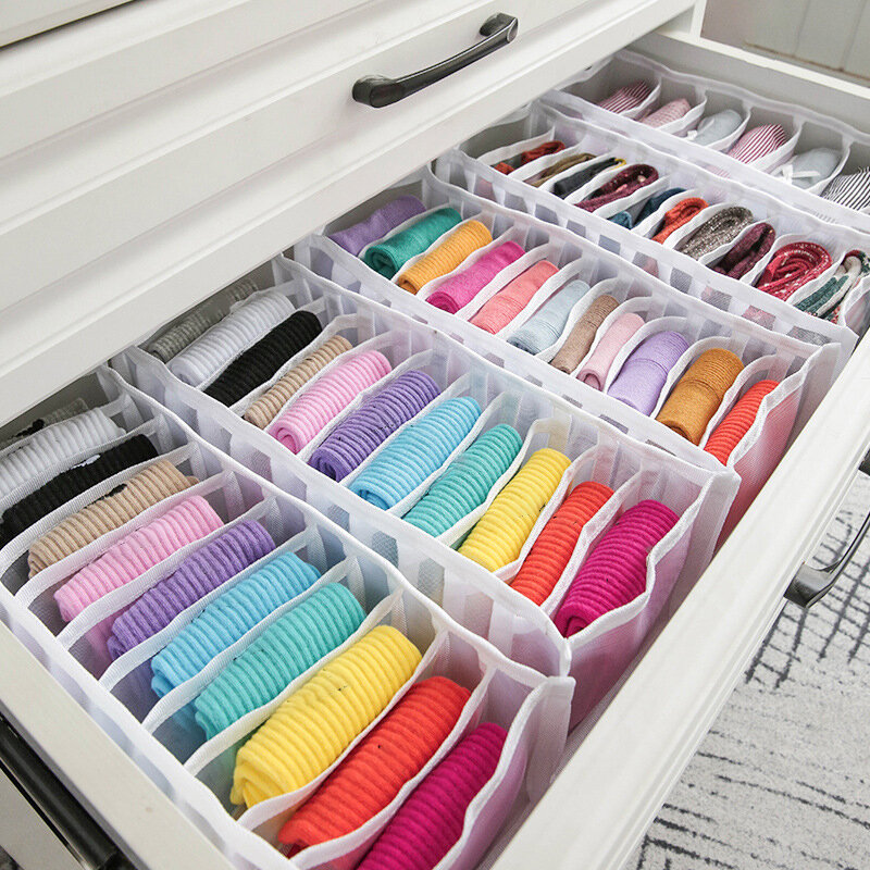 Organizador de roupas íntimas, caixa de armazenamento em 2 cores para gavetas, armários, roupas íntimas, lencos e meias, peças