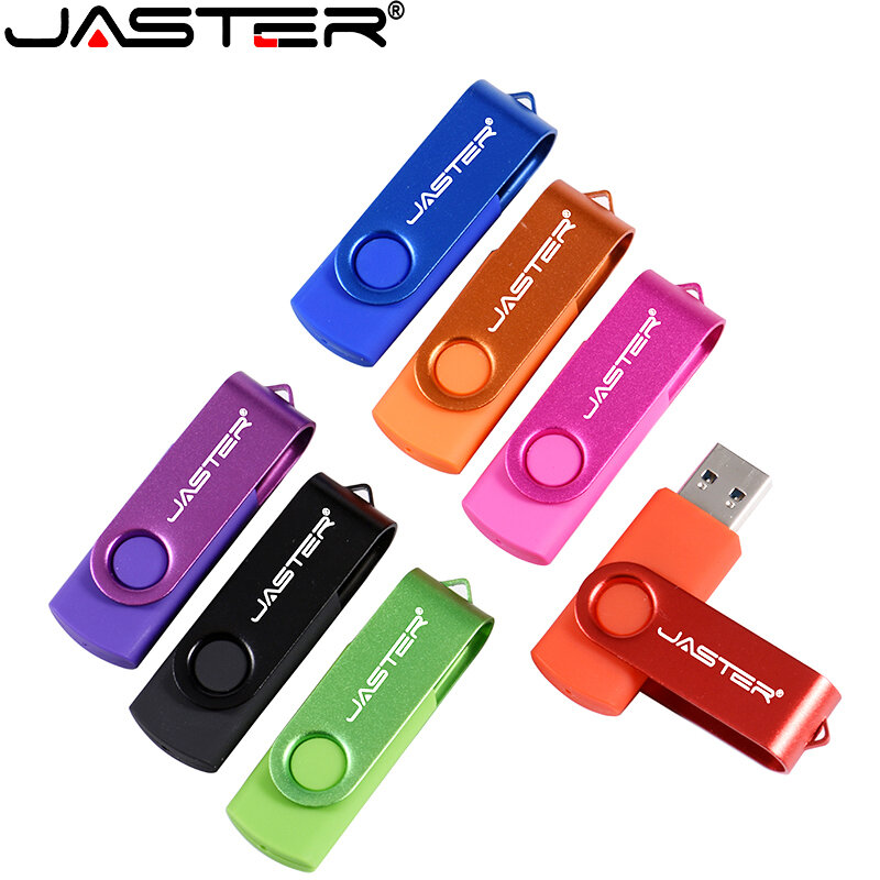 JASTER ขายร้อน USB 2.0 4GB 8GB 16GB 32GB 64GB 128GB แฟลชไดรฟ์หมุนโลโก้ CUSTOM ภายนอก USB แฟลชไดรฟ์ sticks pendrive แฟลช