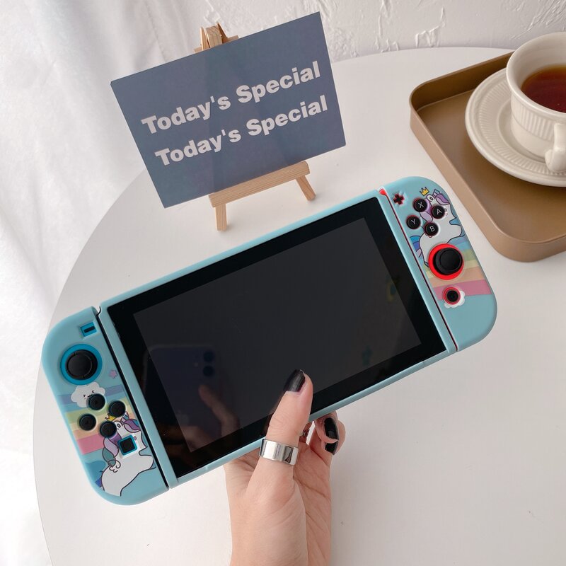 Мультяшный Радужный Единорог пары Мягкий ТПУ полное покрытие геймпад переключатель защитный чехол для Nintendo Switch