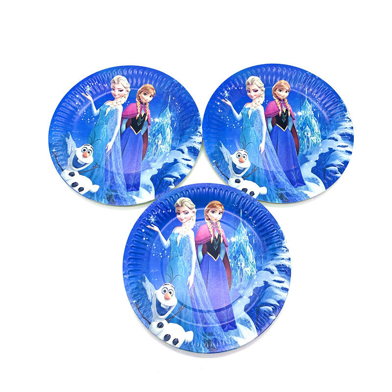 Snow Queen Birthday Disposable Cartoon Frozen Anna Elsa Party Decoration Disposable Set Kid Plate Cup Party Supplies Baby Shower