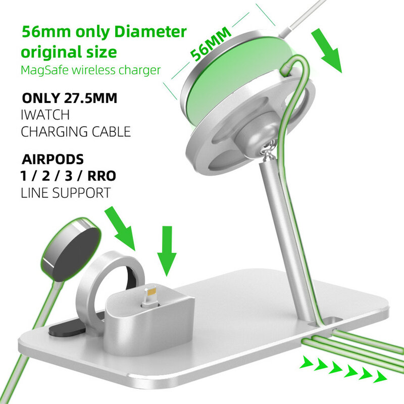GTWIN Wireless Charge Stand Mobile Phone Fast Charging For iPhone 12 Pro Max  Airpods Pro iWatch Wireless Charge Station Holder