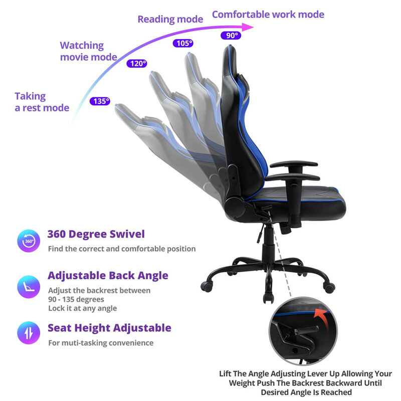 KILLABEE игровой ноутбук для дома и офиса кресла для отдыха возлежа компьютерное кресло удобные Исполнительный компьютерный сидения Racer кресло...