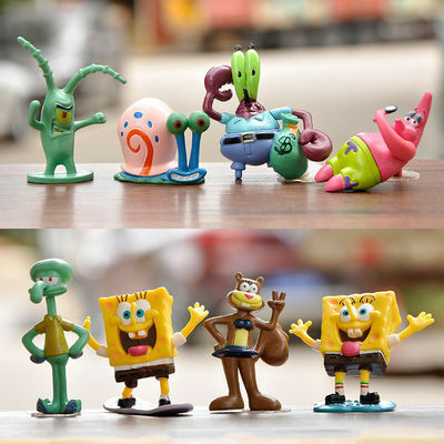 New Sponge Gary Patrick Model Dolls Toy Action Figure Squidward Bob Scene Model Ornaments Anime Pvc Toys Children Birthday Decor