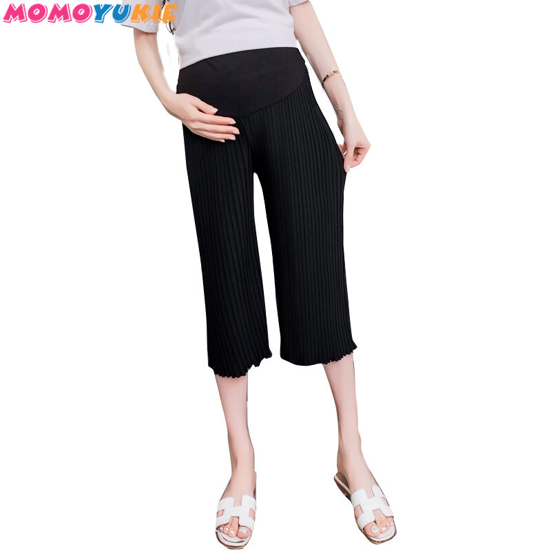 Maternity Wide Leg Pants Pregnant Pant office Capris Pregnant Trouser Women Pregnancy pleated Pant clothes Maternity Trousers