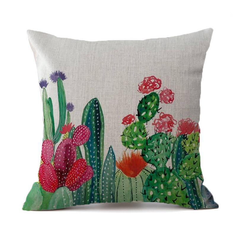 Funda de cojín con diseño de Cactus para decoración del hogar, funda de almohada creativa con estampado de Cactus y plantas tropicales