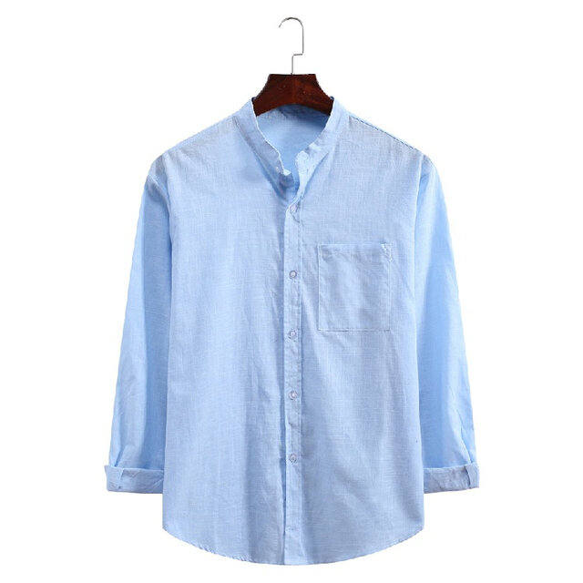 2021 hombres nuevos de algodón de la camiseta de lino de hombre Casuais de Primavera de manga larga Encabeça d