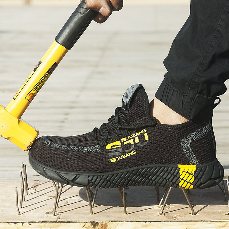 Chaussures de sécurité en maille respirante pour homme, baskets en acier Indestructible, souple, Anti-perçage, pour le travail militaire, grande taille