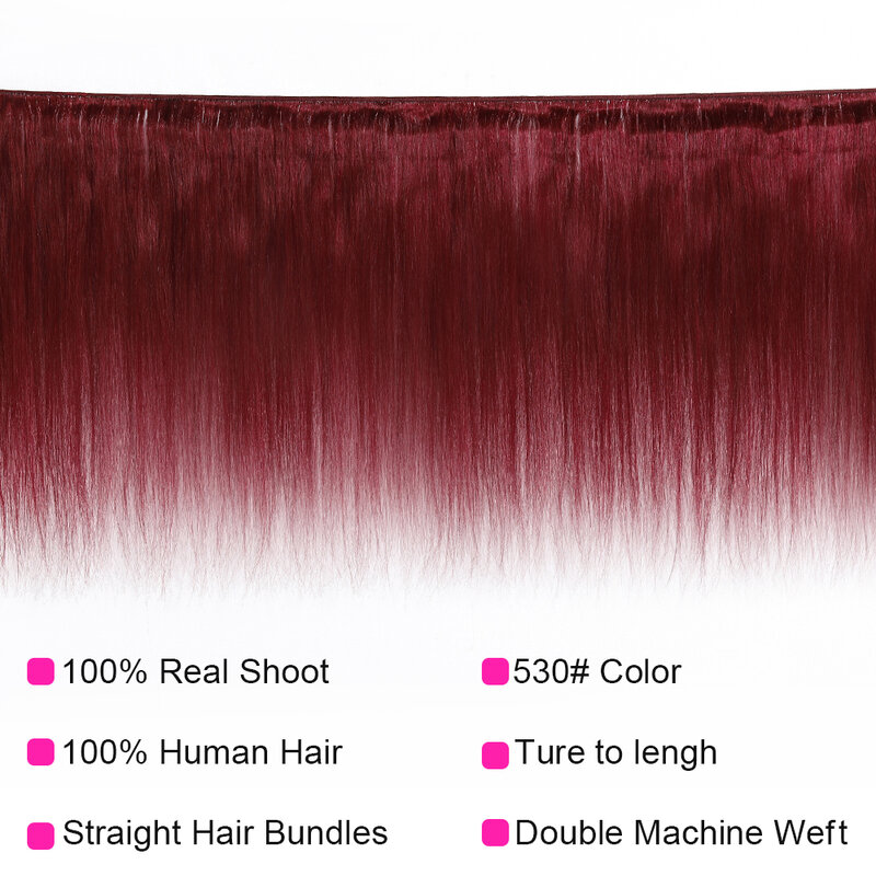 TTHAIR 99jBurgundy красный необработанные перуанские прямые волосы Remy, натуральные волнистые волосы винного Цветной ткань 3 пряди с закрытием
