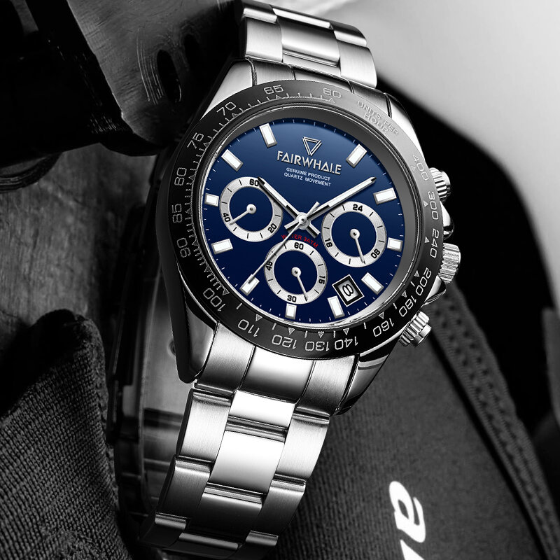 DITAWATCH zegarek męski marka ekskluzywny zegarek moda codzienna Auto data 24-godzinna faza księżyca mężczyźni oglądaj Sport wodoodporny kwarcowy z chronografem