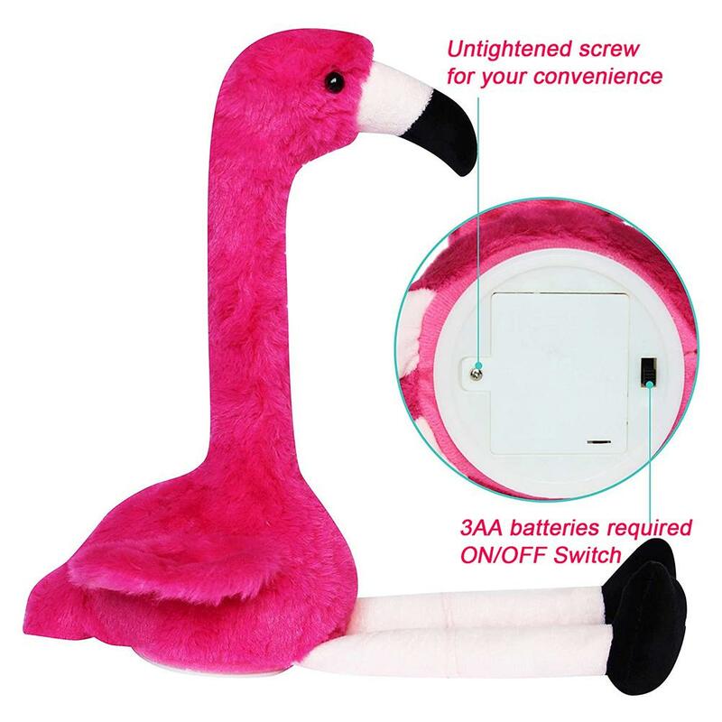 Mainan Tari Mewah Flamingo Mainan Boneka Flamingo Elektrik Mainan Hewan Bicara dan Menari Git untuk Anak-anak Lucu Kualitas Tinggi Tahan Lama