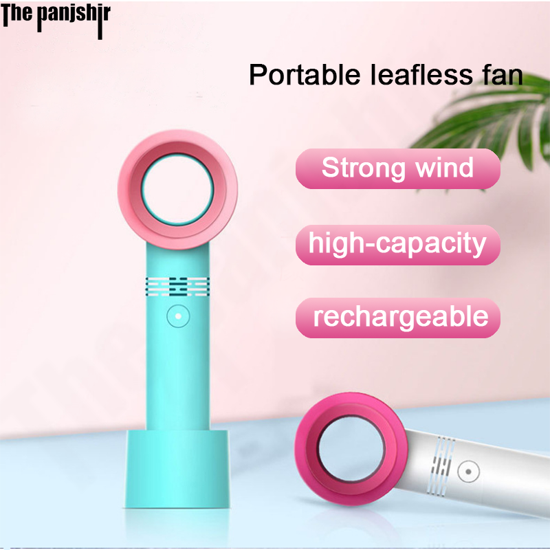 Nowy bezdotykowy ręczny wentylator wiatraczek USB Mini przenośny wentylator klimatyzacji cichy domowy zewnętrzny wentylator chłodzący bezłopatkowy ręczny wentylator