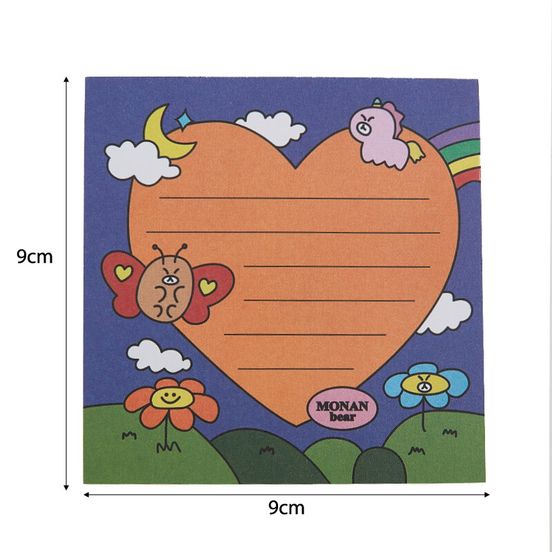 Ins 만화 다채로운 메모 패드 50 장 한국어 사무실 메시지 종이 학생 노트 귀엽다 문구 학교 용품