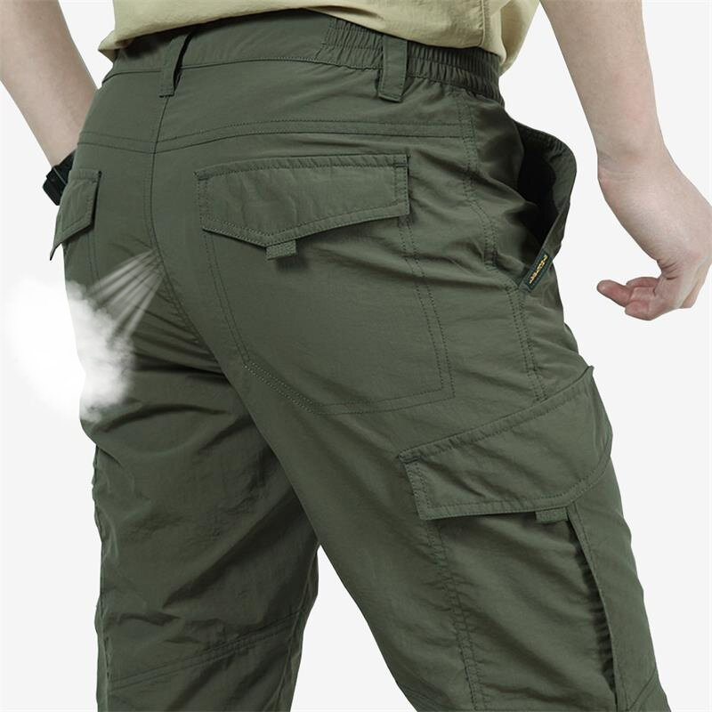 Pantalones tácticos ligeros para hombre, pantalón largo militar, informal, transpirable, de secado rápido, resistente al agua, para verano