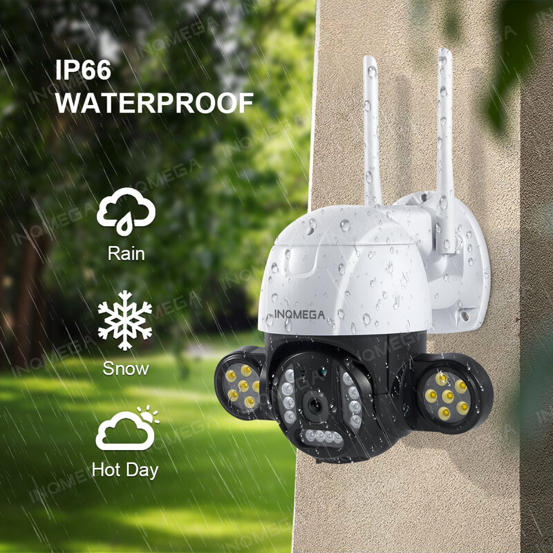 INQMEGA 5MP PTZ Camera TUYA Smart Courtyard Camera Waterproof Day and Night Full Color CCTV Dual Voice Support Alexa GH
