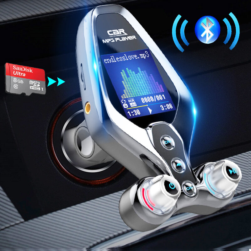 2021 bezprzewodowy nadajnik FM Bluetooth 5.0 zestaw głośnomówiący Radio AUX FM QC3.0 USB szybka ładowarka samochodowa samochody USB odtwarzacz MP3 128G TF muzyka
