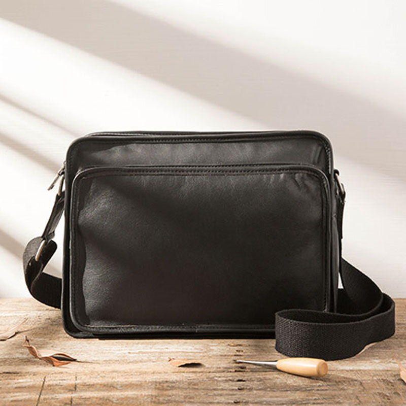 Оригинальная кожаная мужская сумка AETOO, трендовая сумка-мессенджер на плечо, простая повседневная кожаная сумочка-мессенджер с первым слое...