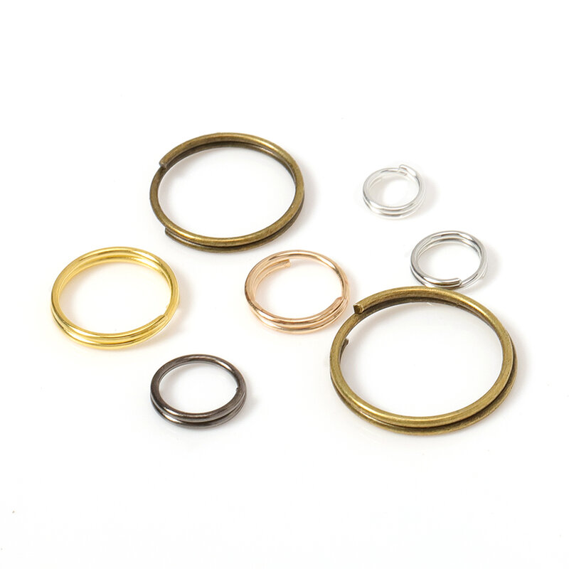 200 Uds bucles dobles 5/6/8/10/12 / 14mm anillos de salto abiertos conectores de Color oro plata DIY suministros de fabricación de joyas anillo dividido
